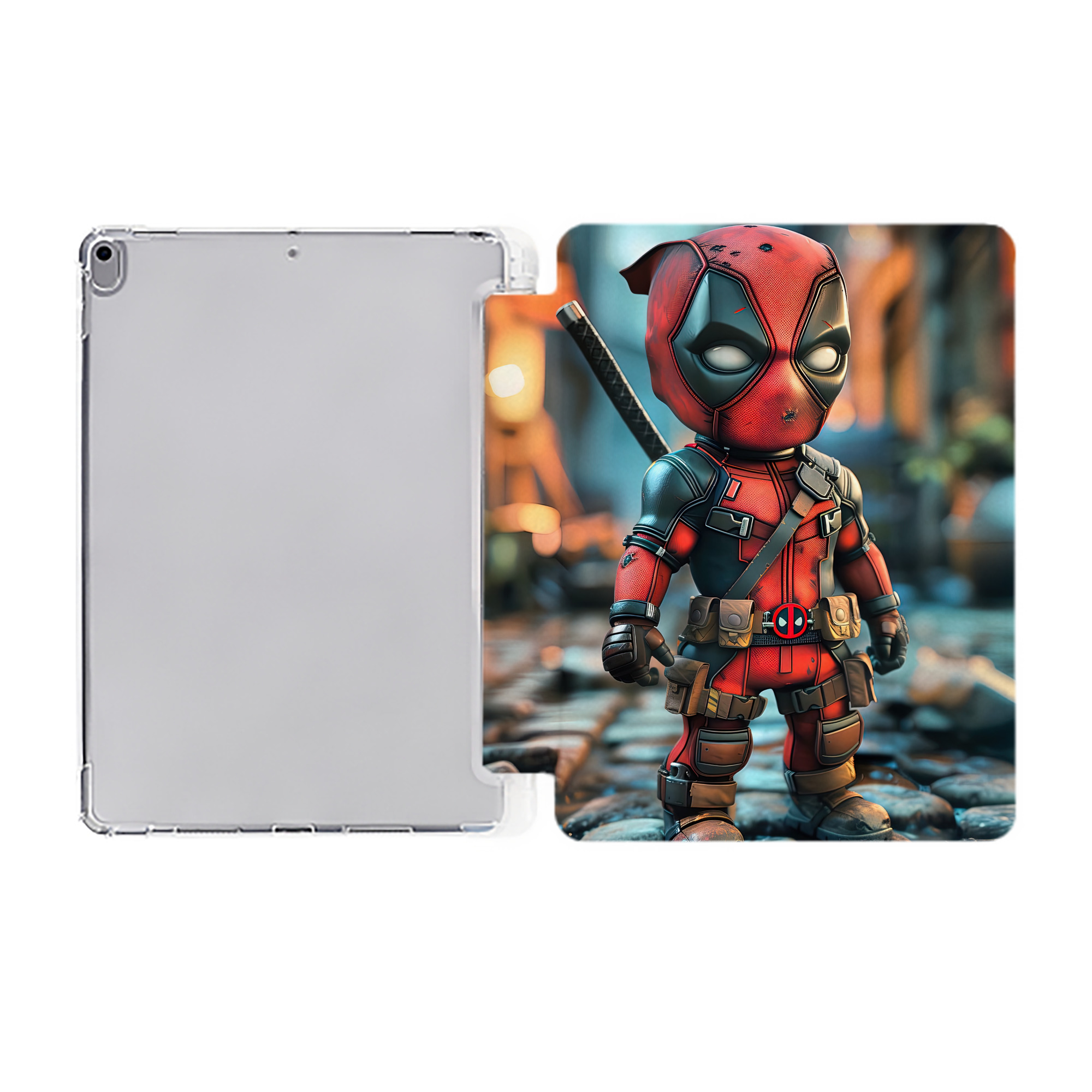 （画像用） Deadpool デッドプール IPad ケース ペン収納付き 三つ折りスタンド PUレザー×シリコン 対応機種9.5/10.5/10.9インチ